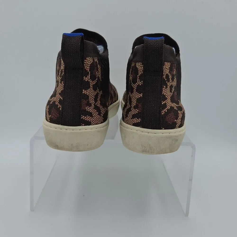 Rothy's The Chelsea Wildcat Leopard Print High Top Sneaker Boots Womens Size 8.5